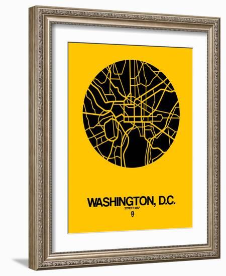 Washington, D.C. Street Map Yellow-NaxArt-Framed Art Print