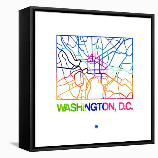 Washington D.C. Watercolor Street Map-NaxArt-Framed Stretched Canvas