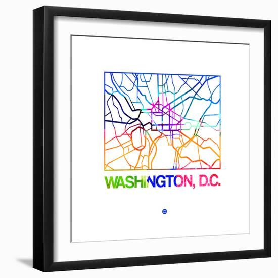 Washington D.C. Watercolor Street Map-NaxArt-Framed Premium Giclee Print