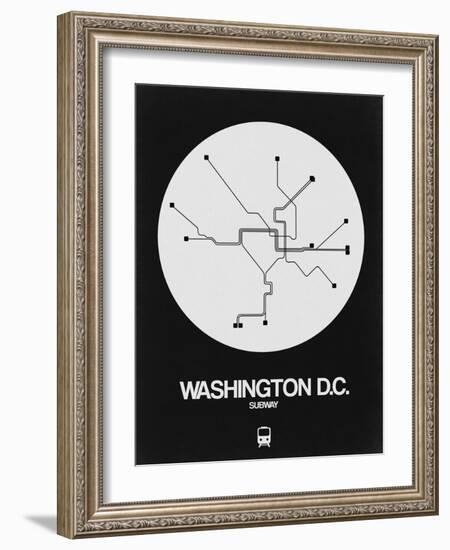 Washington D.C. White Subway Map-NaxArt-Framed Art Print