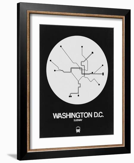 Washington D.C. White Subway Map-NaxArt-Framed Art Print