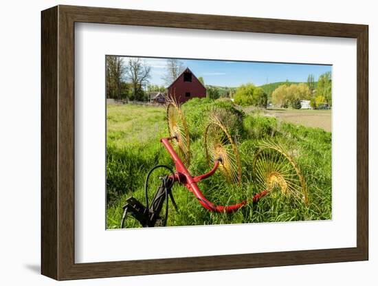 Washington, Dayton. Barn and Hay Rake, Walla Walla Wine Country-Richard Duval-Framed Photographic Print