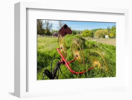 Washington, Dayton. Barn and Hay Rake, Walla Walla Wine Country-Richard Duval-Framed Photographic Print