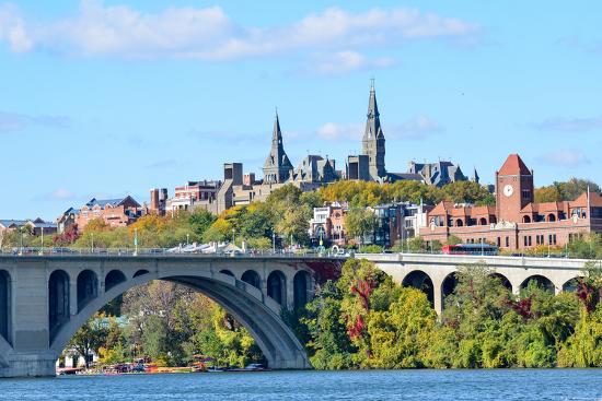 Washington Dc, a View from Georgetown and Key Bridge in Autumn-Orhan-Framed Photographic Print