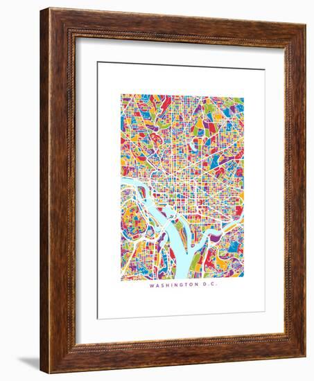 Washington DC City Street Map-Michael Tompsett-Framed Art Print