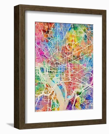 Washington DC City Street Map-Michael Tompsett-Framed Premium Giclee Print