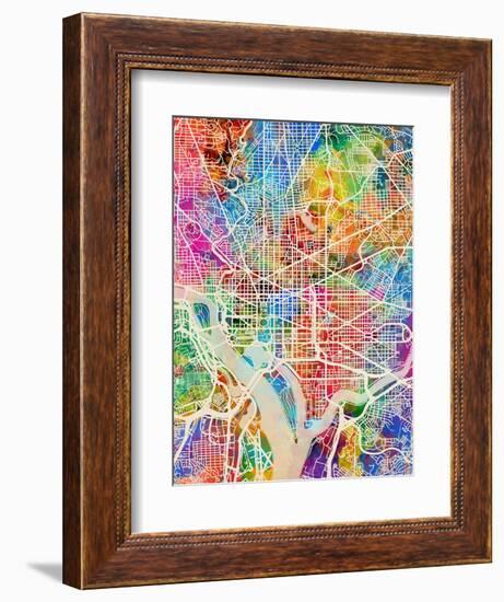 Washington DC City Street Map-Michael Tompsett-Framed Premium Giclee Print