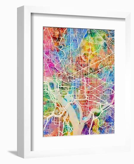 Washington DC City Street Map-Michael Tompsett-Framed Premium Giclee Print