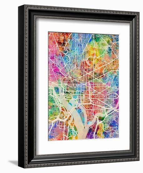 Washington DC City Street Map-Michael Tompsett-Framed Premium Giclee Print