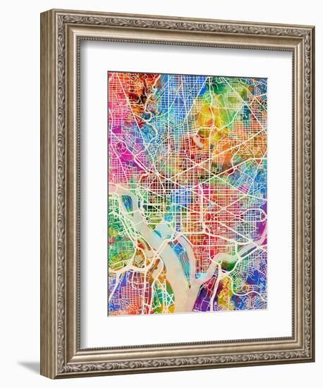 Washington DC City Street Map-Michael Tompsett-Framed Art Print