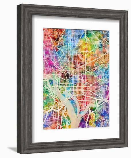 Washington DC City Street Map-Michael Tompsett-Framed Art Print