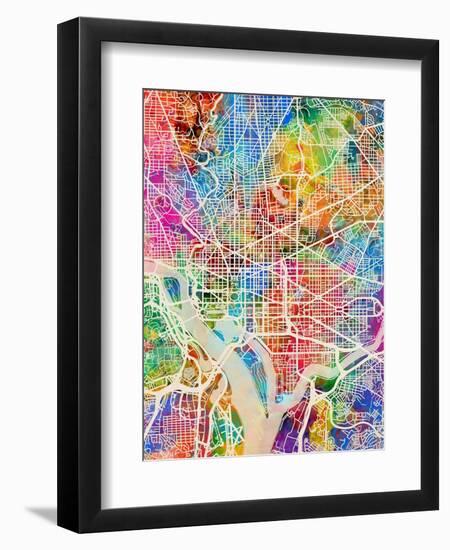 Washington DC City Street Map-Michael Tompsett-Framed Art Print