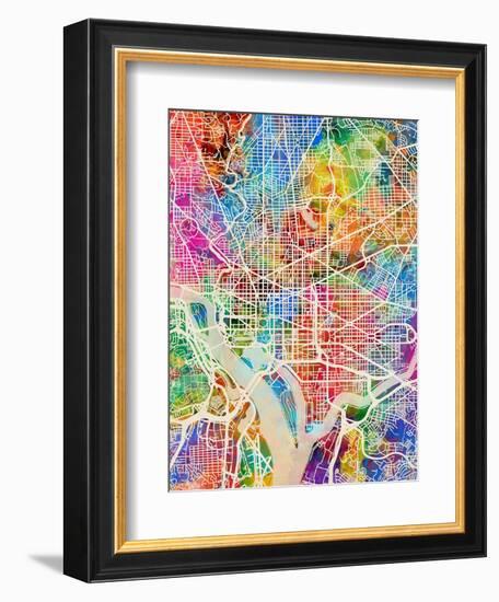 Washington DC City Street Map-Michael Tompsett-Framed Art Print