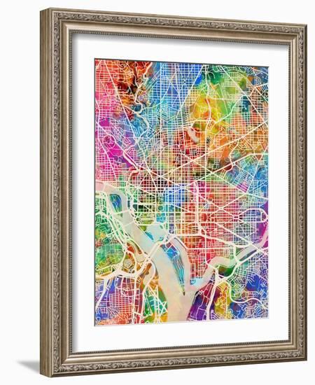 Washington DC City Street Map-Michael Tompsett-Framed Art Print