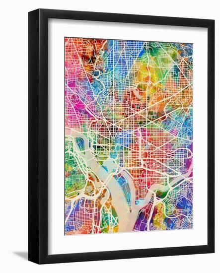 Washington DC City Street Map-Michael Tompsett-Framed Art Print