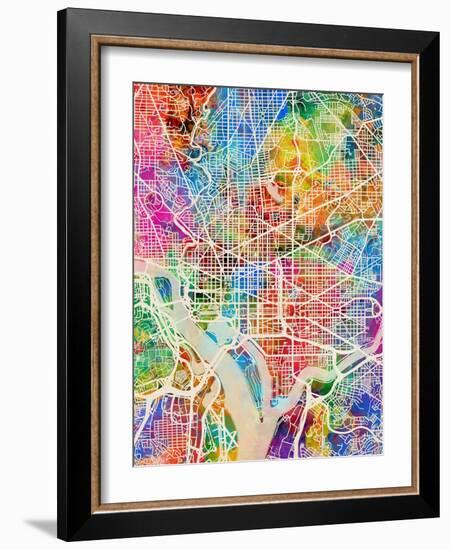 Washington DC City Street Map-Michael Tompsett-Framed Art Print