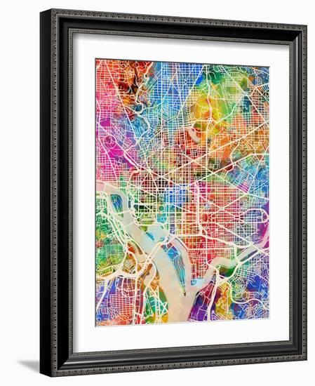 Washington DC City Street Map-Michael Tompsett-Framed Art Print