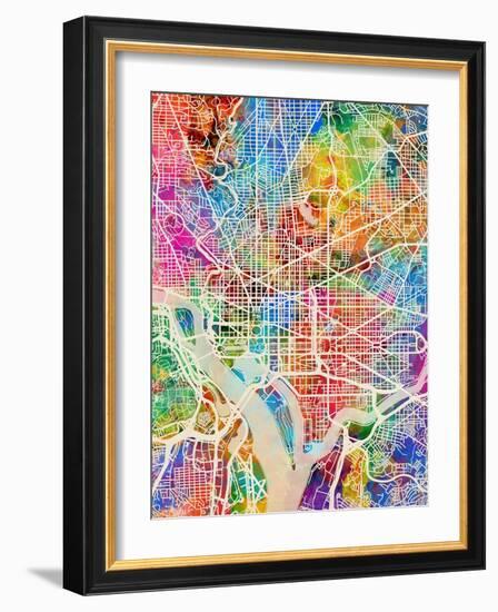 Washington DC City Street Map-Michael Tompsett-Framed Art Print