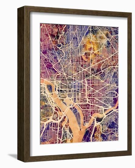 Washington DC City Street Map-Michael Tompsett-Framed Art Print