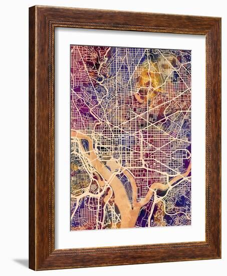 Washington DC City Street Map-Michael Tompsett-Framed Art Print