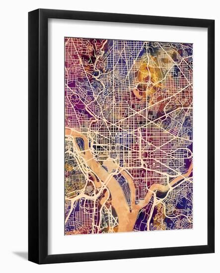 Washington DC City Street Map-Michael Tompsett-Framed Art Print