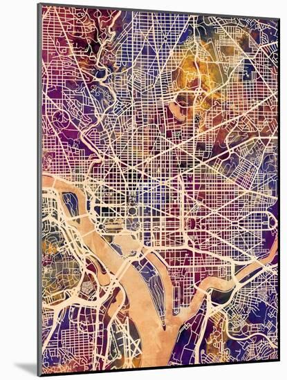 Washington DC City Street Map-Michael Tompsett-Mounted Art Print