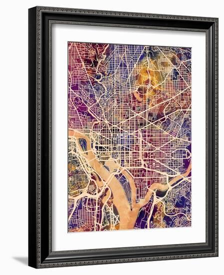 Washington DC City Street Map-Michael Tompsett-Framed Art Print