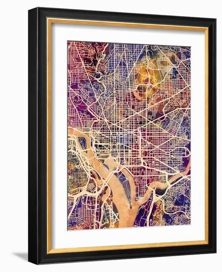 Washington DC City Street Map-Michael Tompsett-Framed Art Print