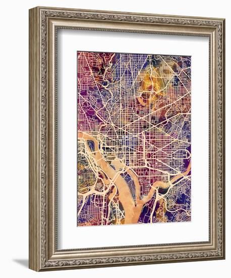 Washington DC City Street Map-Michael Tompsett-Framed Art Print