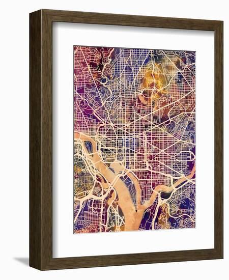 Washington DC City Street Map-Michael Tompsett-Framed Art Print