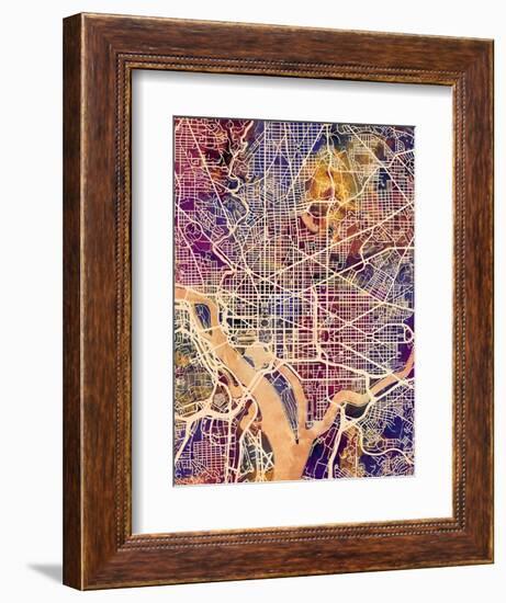 Washington DC City Street Map-Michael Tompsett-Framed Art Print