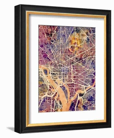 Washington DC City Street Map-Michael Tompsett-Framed Art Print