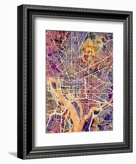 Washington DC City Street Map-Michael Tompsett-Framed Premium Giclee Print