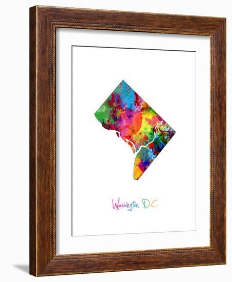 Washington DC, District of Columbia Map-Michael Tompsett-Framed Art Print