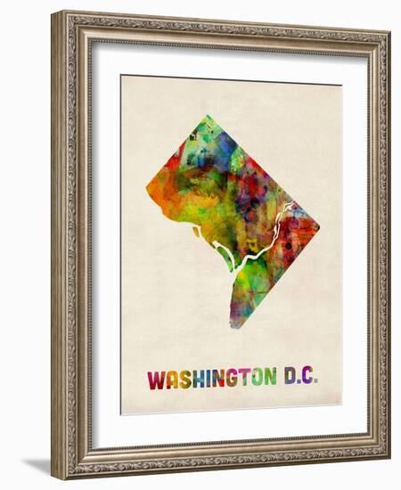 Washington DC, District of Columbia Watercolor Map-Michael Tompsett-Framed Art Print