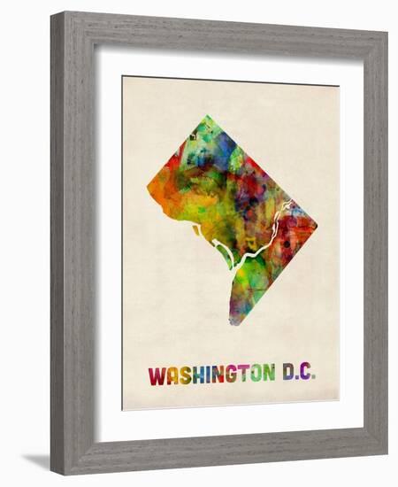 Washington DC, District of Columbia Watercolor Map-Michael Tompsett-Framed Art Print