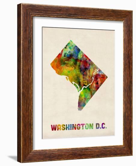Washington DC, District of Columbia Watercolor Map-Michael Tompsett-Framed Art Print