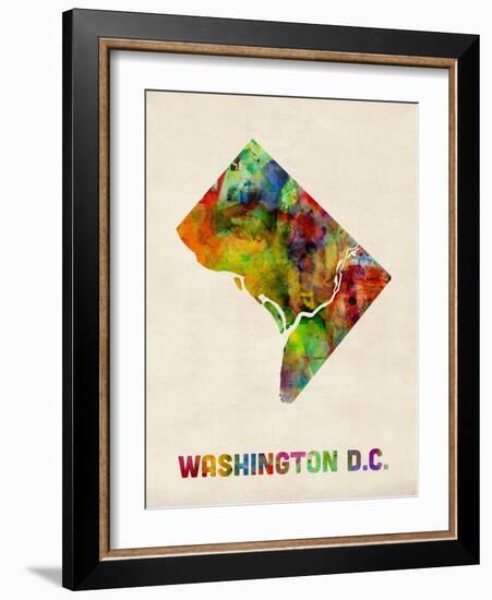 Washington DC, District of Columbia Watercolor Map-Michael Tompsett-Framed Art Print