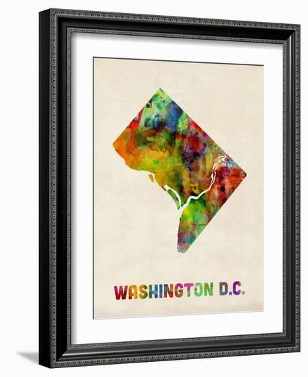 Washington DC, District of Columbia Watercolor Map-Michael Tompsett-Framed Art Print