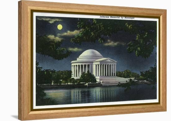 Washington DC, Exterior View of the Jefferson Memorial at Night-Lantern Press-Framed Stretched Canvas