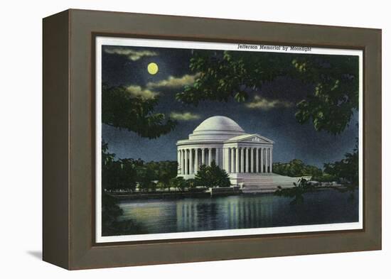 Washington DC, Exterior View of the Jefferson Memorial at Night-Lantern Press-Framed Stretched Canvas