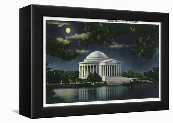 Washington DC, Exterior View of the Jefferson Memorial at Night-Lantern Press-Framed Stretched Canvas