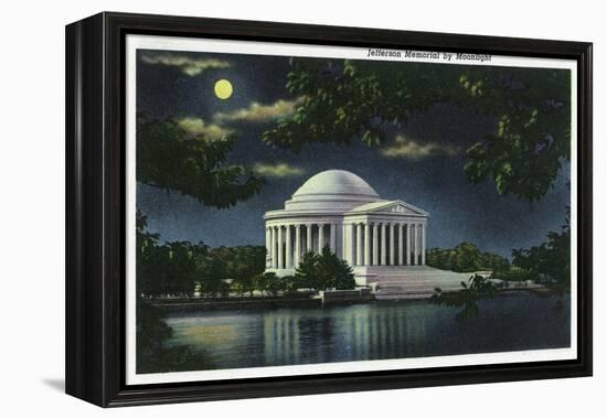 Washington DC, Exterior View of the Jefferson Memorial at Night-Lantern Press-Framed Stretched Canvas