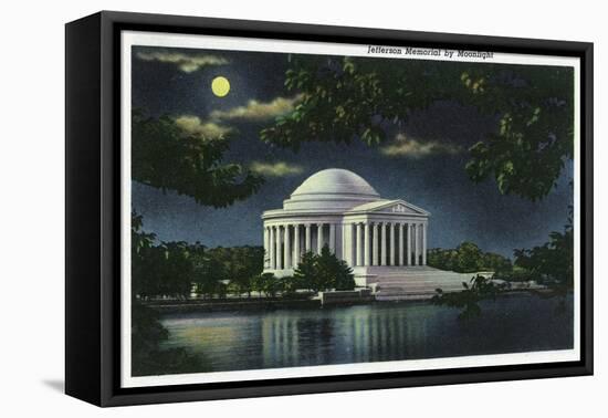 Washington DC, Exterior View of the Jefferson Memorial at Night-Lantern Press-Framed Stretched Canvas