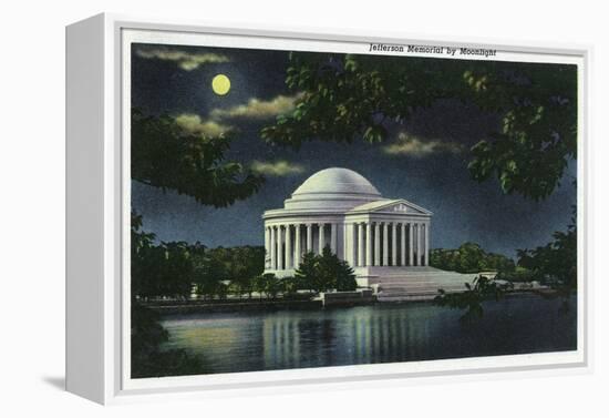 Washington DC, Exterior View of the Jefferson Memorial at Night-Lantern Press-Framed Stretched Canvas