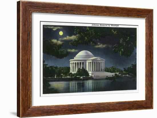 Washington DC, Exterior View of the Jefferson Memorial at Night-Lantern Press-Framed Art Print