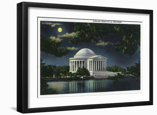 Washington DC, Exterior View of the Jefferson Memorial at Night-Lantern Press-Framed Art Print