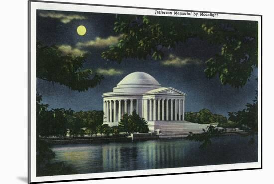 Washington DC, Exterior View of the Jefferson Memorial at Night-Lantern Press-Mounted Art Print