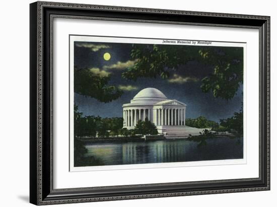 Washington DC, Exterior View of the Jefferson Memorial at Night-Lantern Press-Framed Art Print