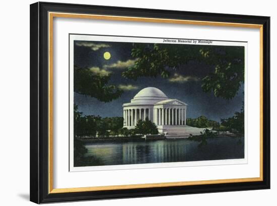 Washington DC, Exterior View of the Jefferson Memorial at Night-Lantern Press-Framed Art Print